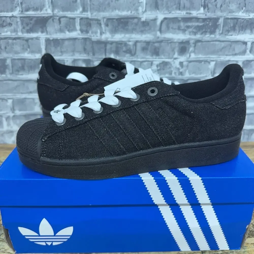 Adidas Superstar II Black Denim White JQ3211 Mens Size 8.5 New Rare